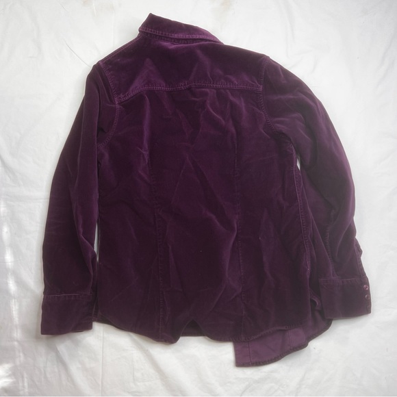 Vintage LL Bean Velvet Shirt Womens Adult XS Button Up Blouse Purple Top L050123 - Picture 2 of 4